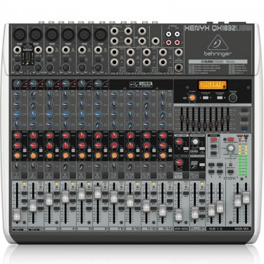 成都百灵达 Behringer QX1832USB 模拟调音台 USB声卡调音台 直播K歌调音台